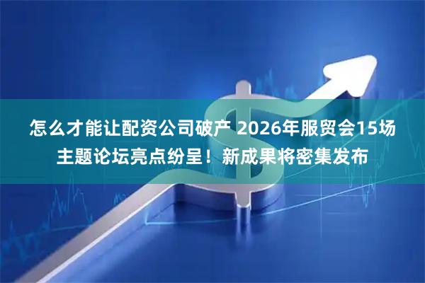 怎么才能让配资公司破产 2026年服贸会15场主题论坛亮点纷呈！新成果将密集发布